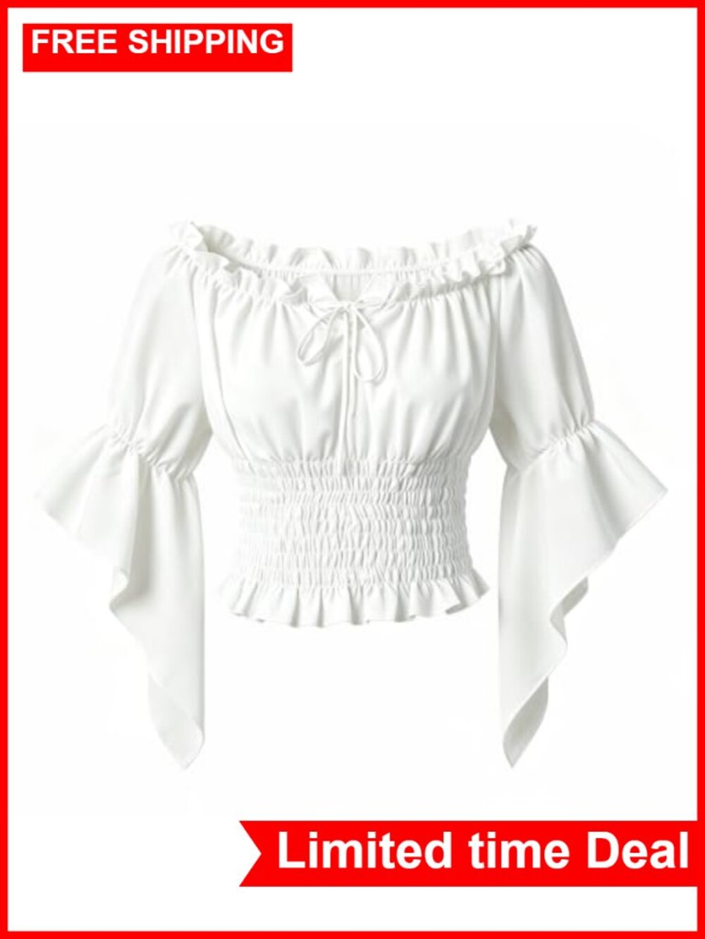 Renaissance Peasant Blouse Halter Neck Ruffled Corset Top